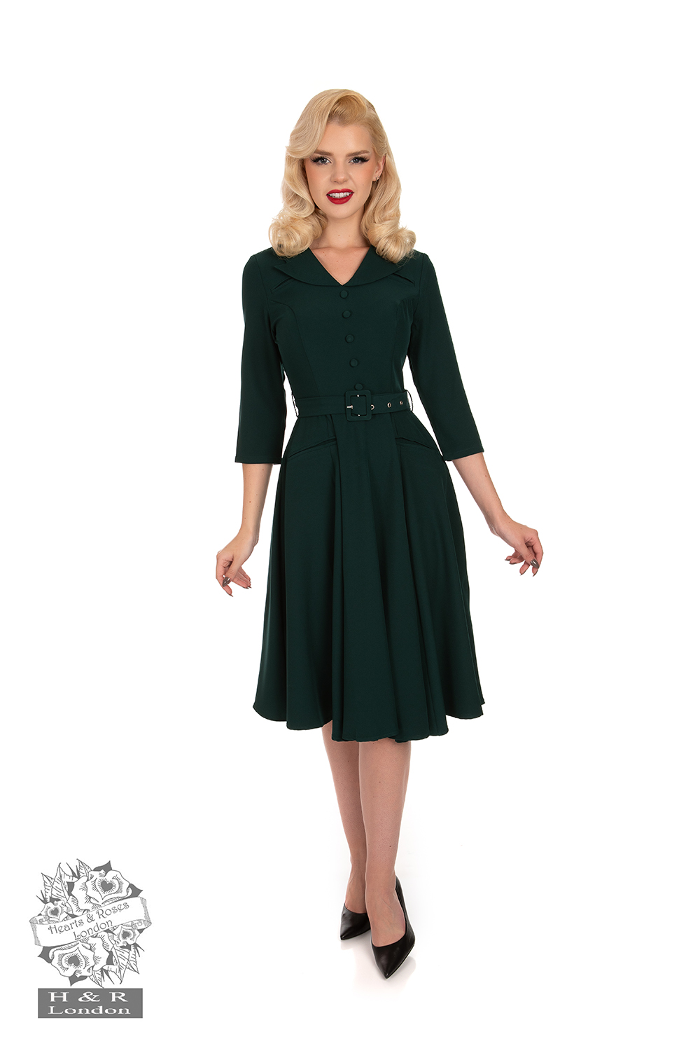 Gabriella Swing Dress in Emerald Green